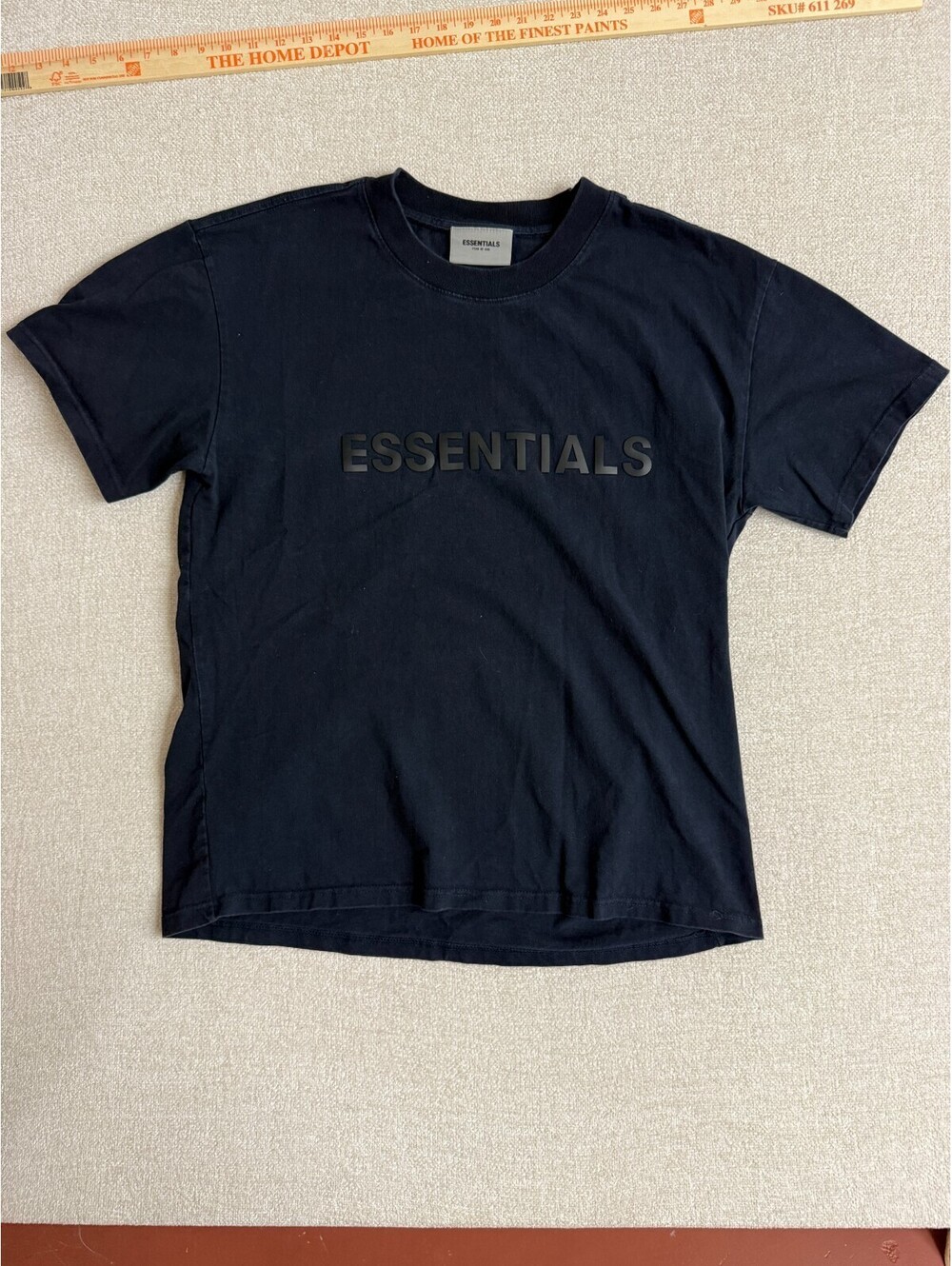 Fear of God Essentials Mens Medium Black Rubberized Logo T-Shirt Tee